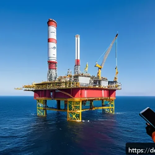 Home 17 그린 수소의 해양 에너지 활용 가능성 - A detailed offshore wind farm at sea during daytime, featuring modern PEM electrolyzers installed on...